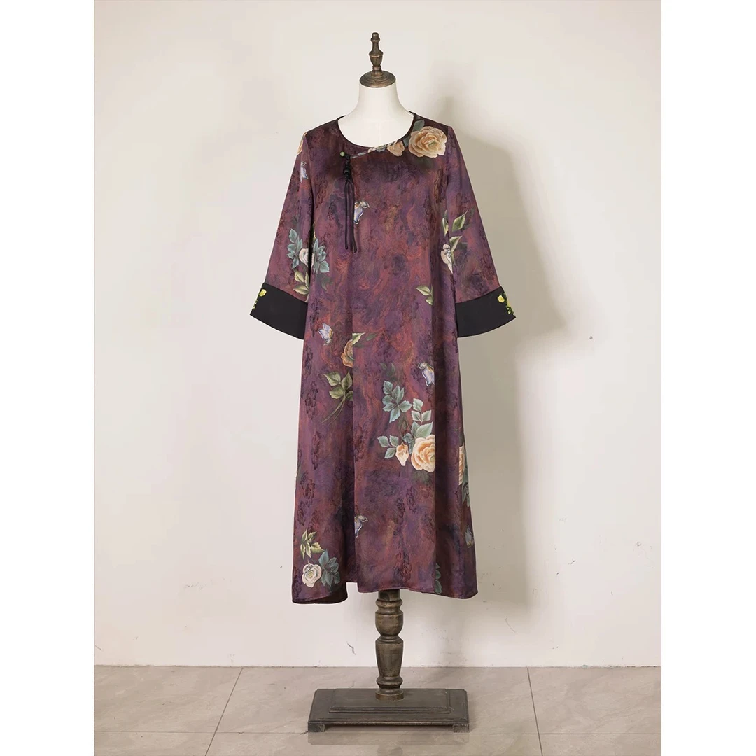 十六梅《洛神赋》2025年新款新中式原创设计日常香云纱旗袍袍子女