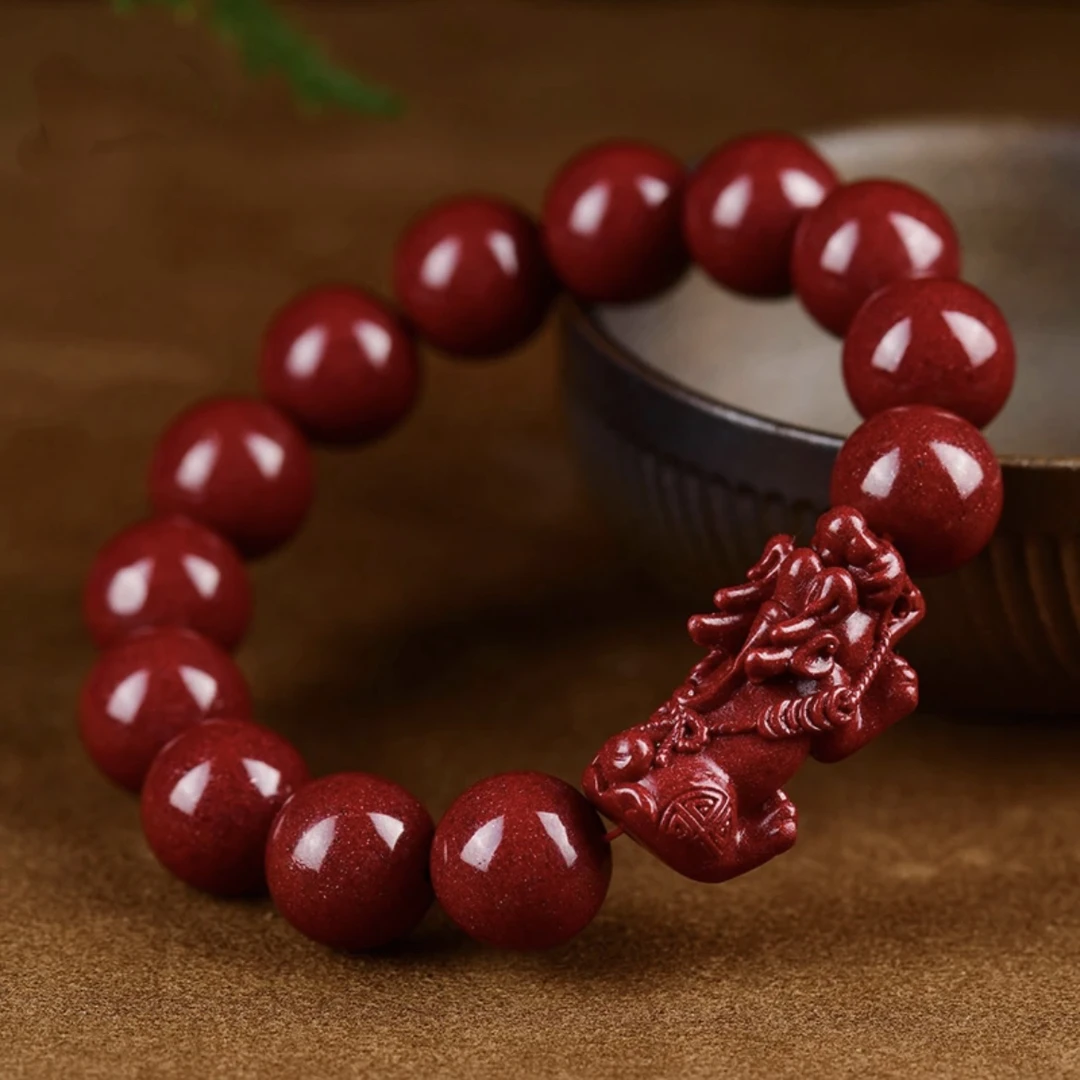 含辰砂工艺品惊喜！ 辰砂工艺品12mm貔貅手串 666-多样性发货