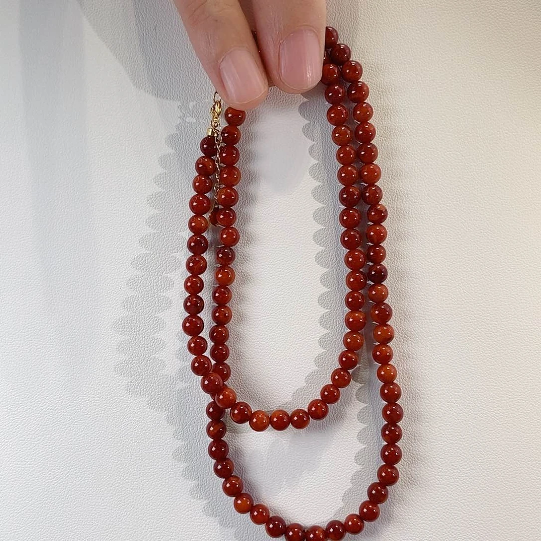 颈饰18K金镶嵌南红玛瑙