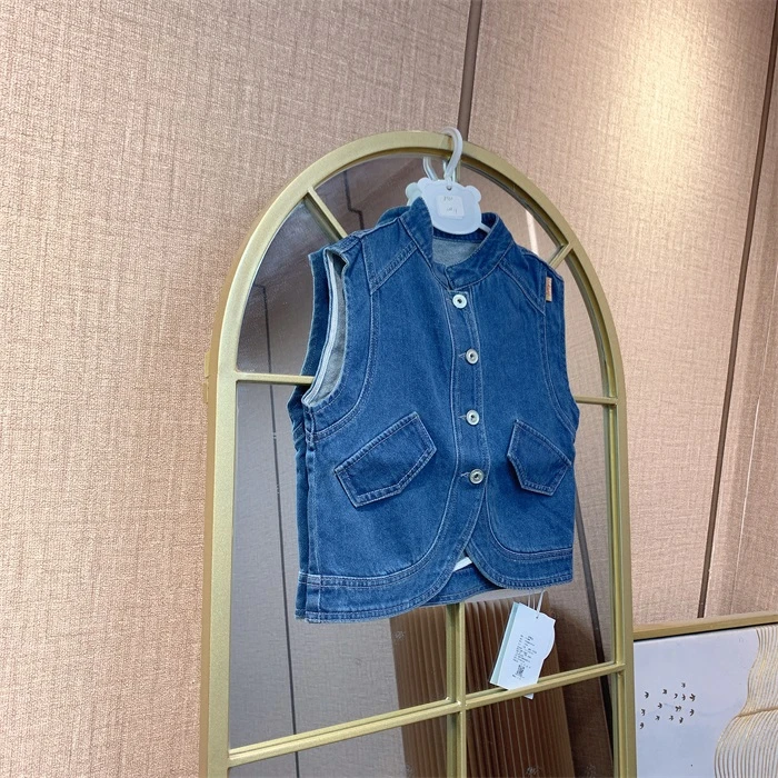 Z330    宝宝蓝色牛仔马甲