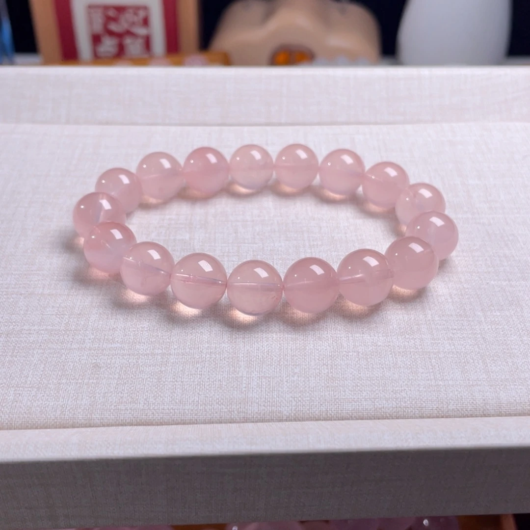 手链芙蓉石未镶嵌西柚粉卡12手串