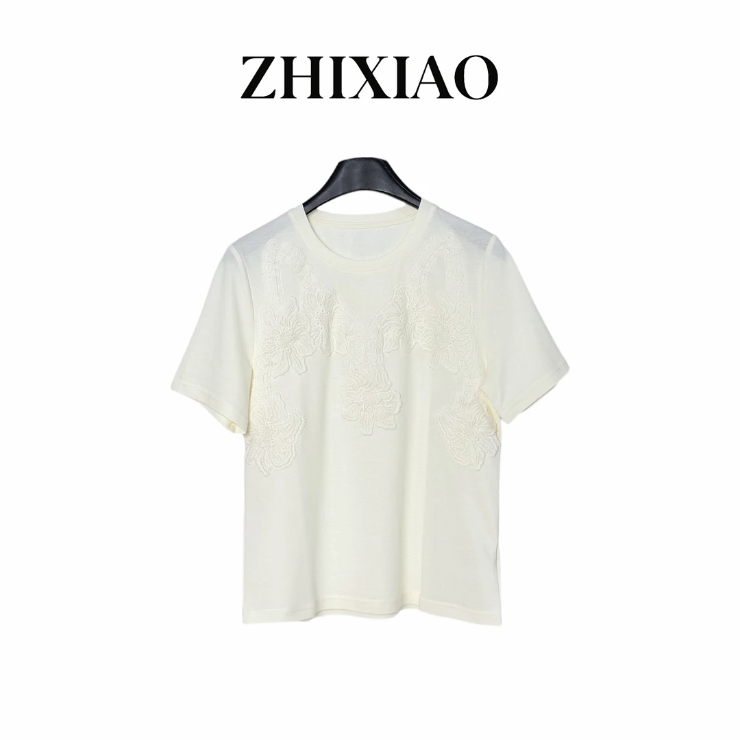 【ZHIXIAO】夏季新款：蕾丝拼接短袖TR763