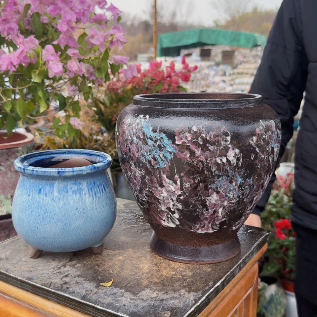 紫砂花盆口16高21（两个不一样