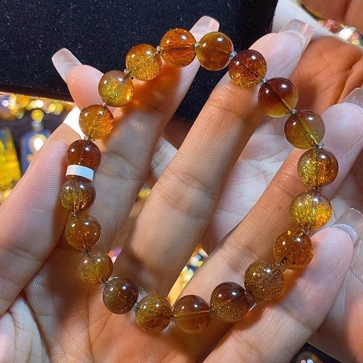 蓝珀未镶嵌珠宝奇石墨西哥红蓝金沙手串9