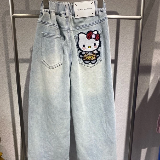 8780儿童小猫牛仔裤