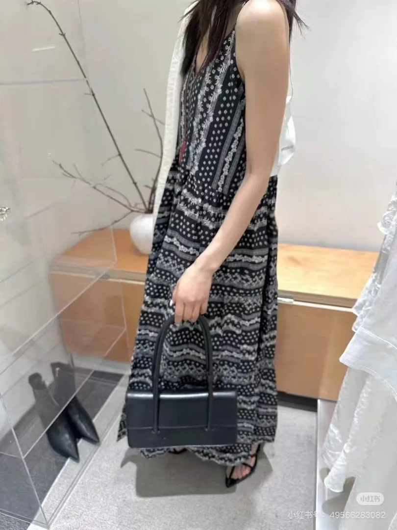 98F1309 吊带连衣裙吊带碎花印花连衣裙潮流气质吊带裙1193