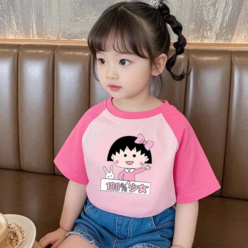 女童短袖t恤粉色夏季2025新款中小童纯棉半袖儿童圆领上衣体恤衫