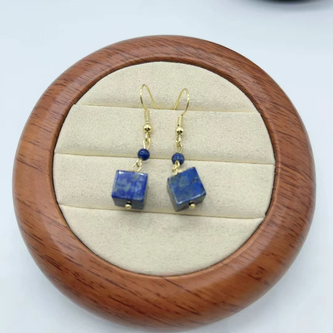 【玉美人曌璞阁】合金镶嵌青金石方糖耳环（多样性发货拍一发一）