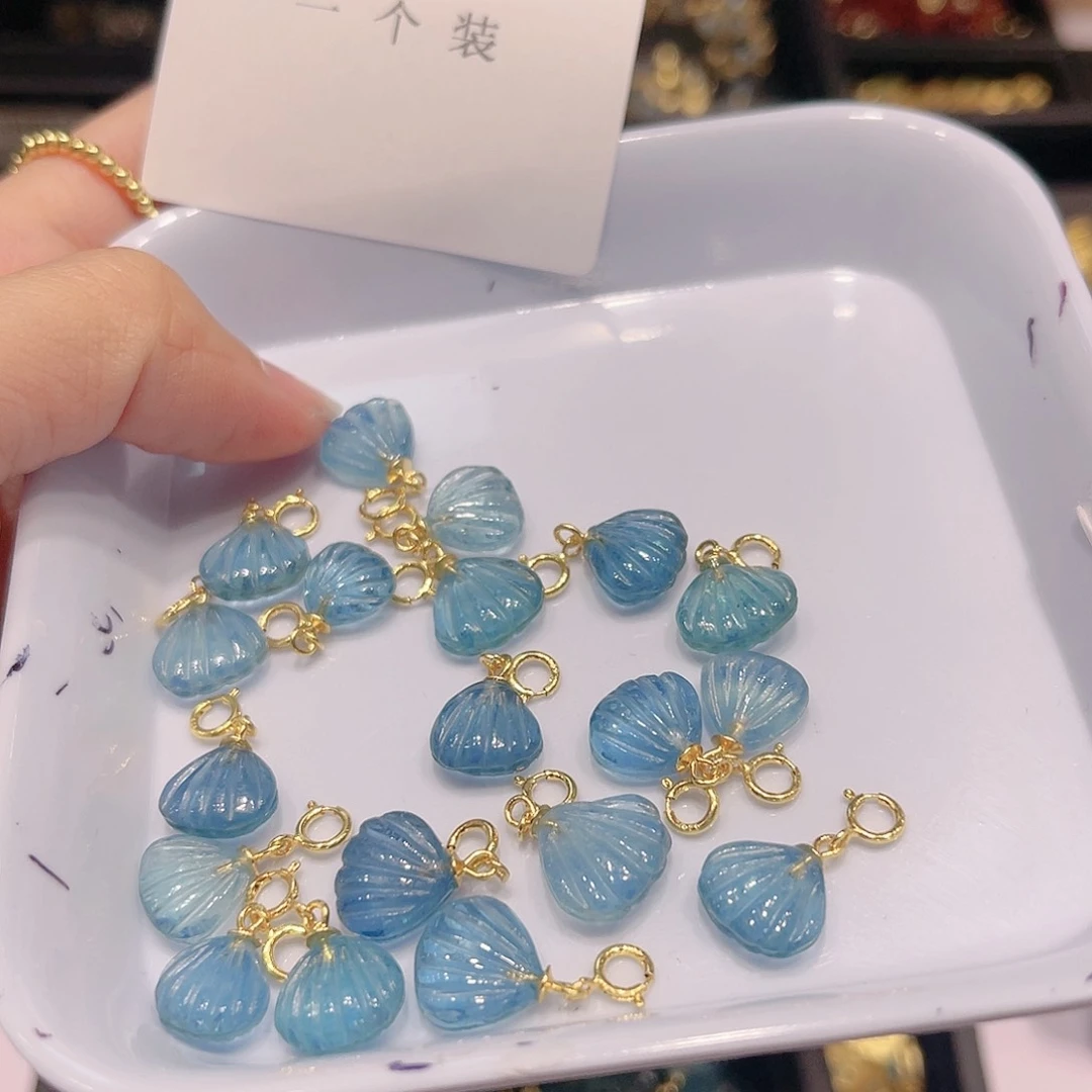 海蓝宝石颈饰银S925镀金镶嵌79