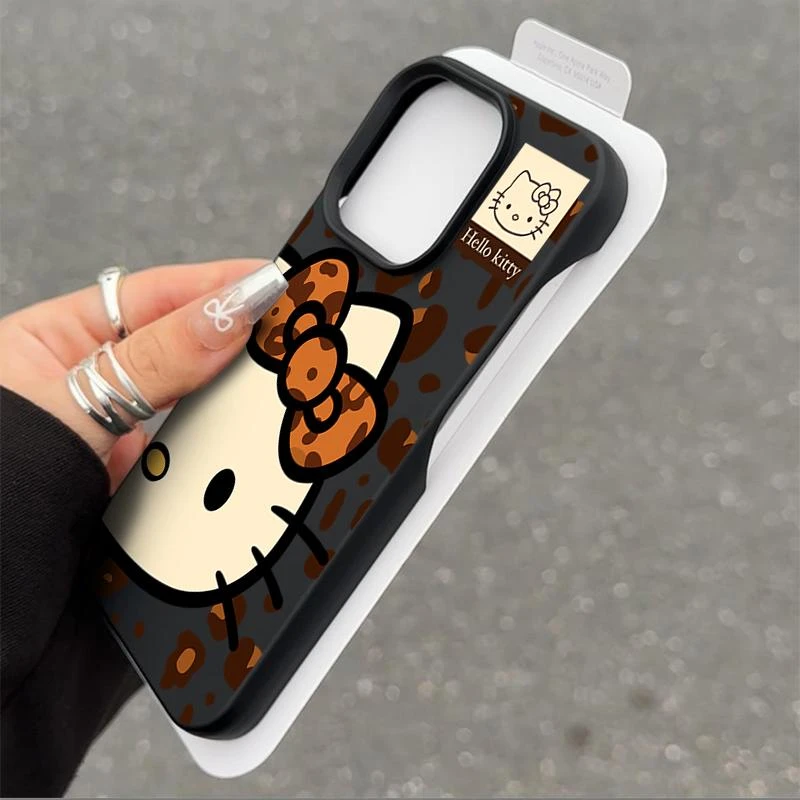 豹纹Kt猫适用iPhone16/15Promax苹果14半包手机壳13/12卡通11软套