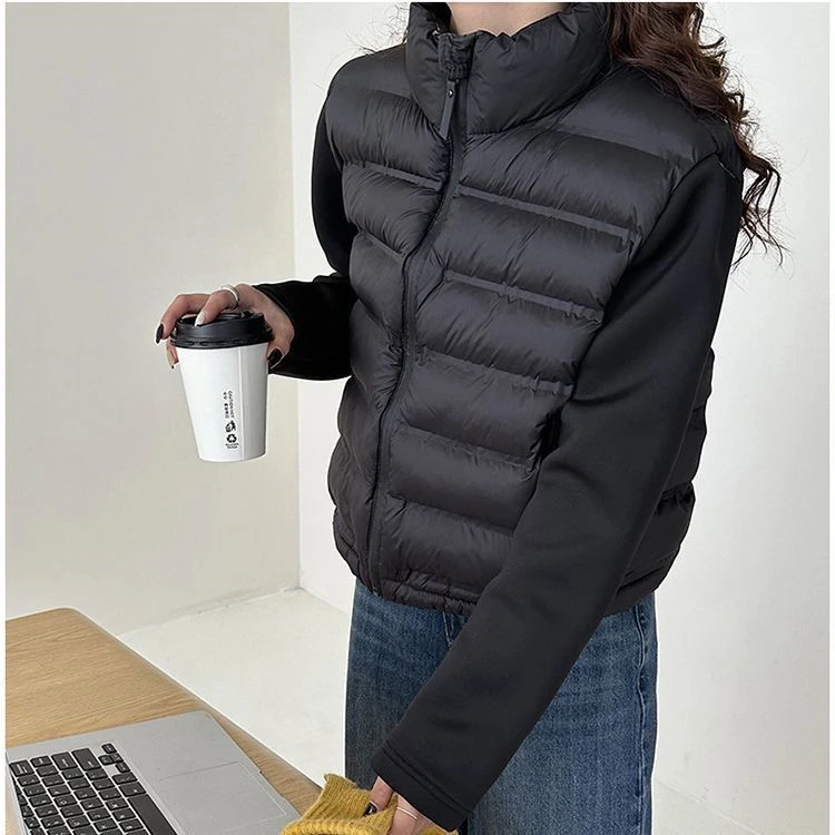 拼接轻薄棉服短款立领外套时尚休闲小个子夹克秋冬女装