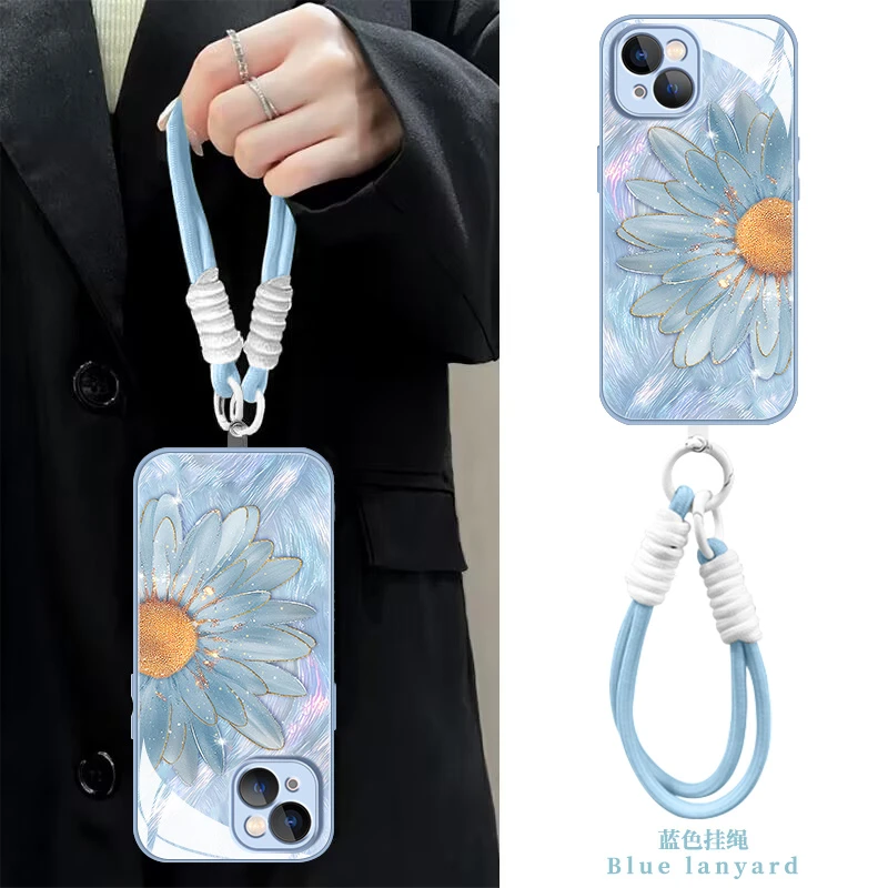 【苹果/华为/荣耀/OPPO/vivo/小米】鎏金蓝花梦液态玻璃手机壳