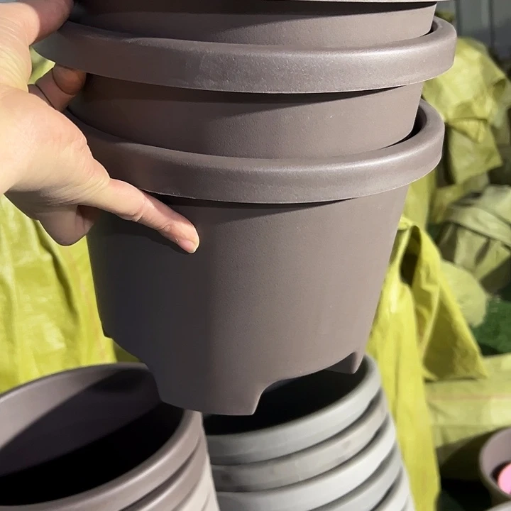 微瑕咖色圆球根26外径19高3个盆