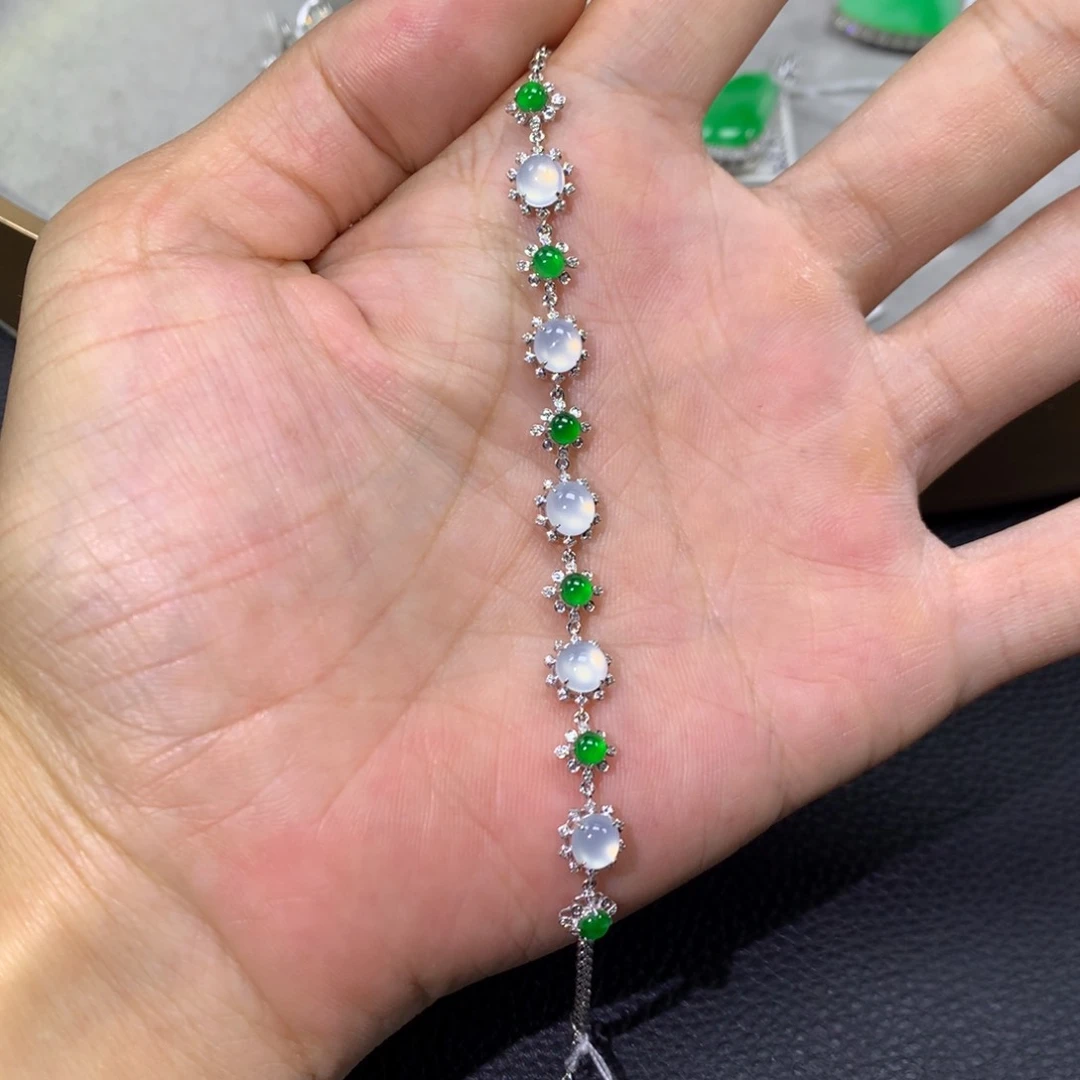 18K金镶嵌手链翡翠翡翠