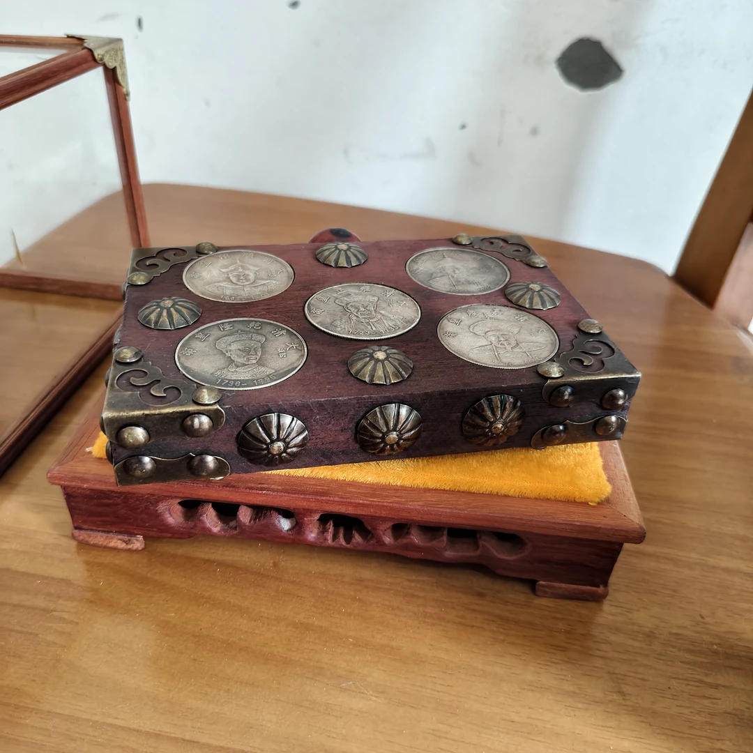 镇五帝 室内摆件把玩件展柜装饰品展示盒仿古工艺品盒子