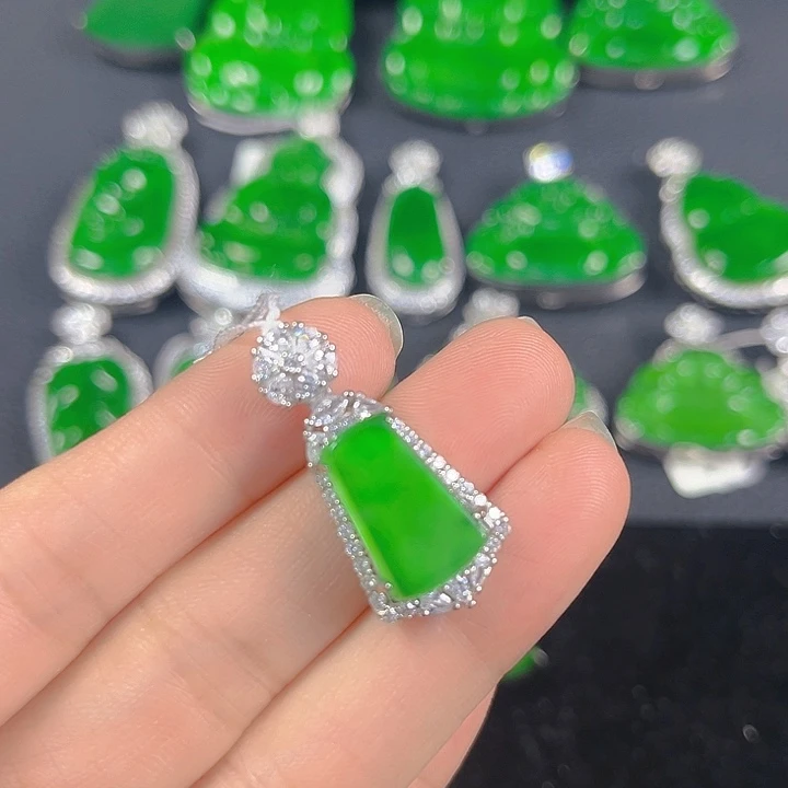 翡翠银S925镶嵌吊坠(不含链)