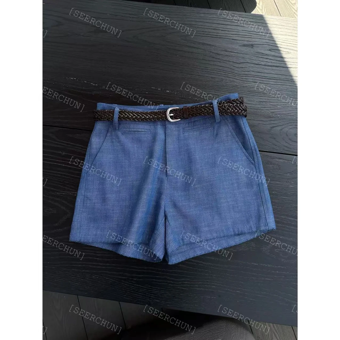 【纯纯女装】SEER CHUN高品质极简显瘦腰带短裤51533
