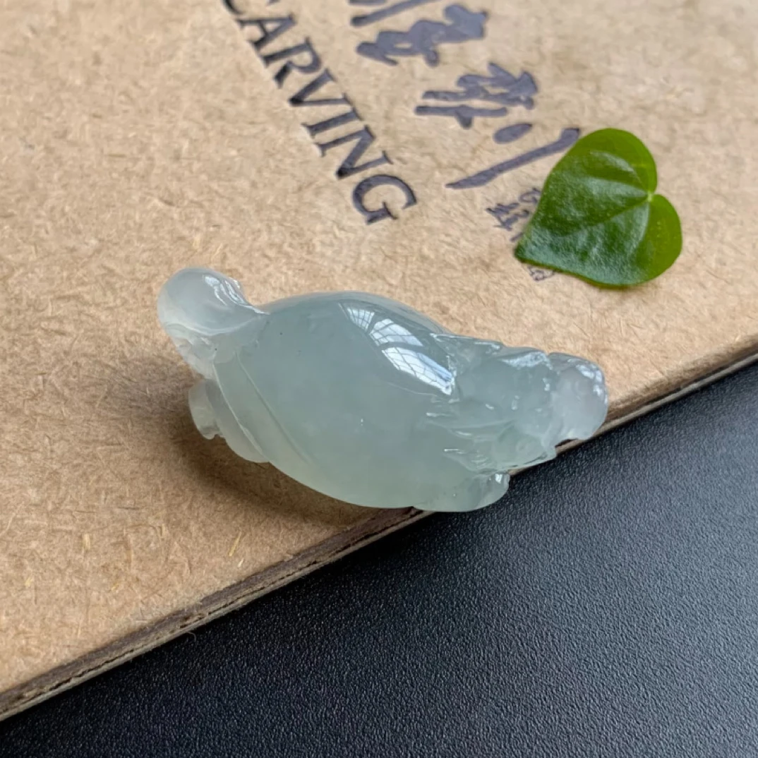 冰晴龙龟守护吊坠,天然缅甸翡翠A货