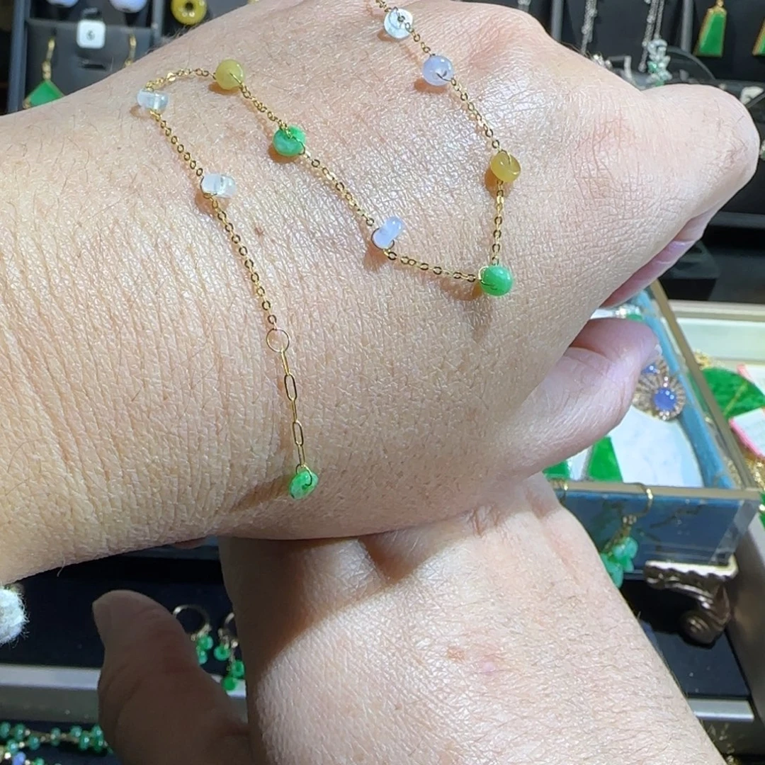 翡翠18K金镶嵌颈饰手链