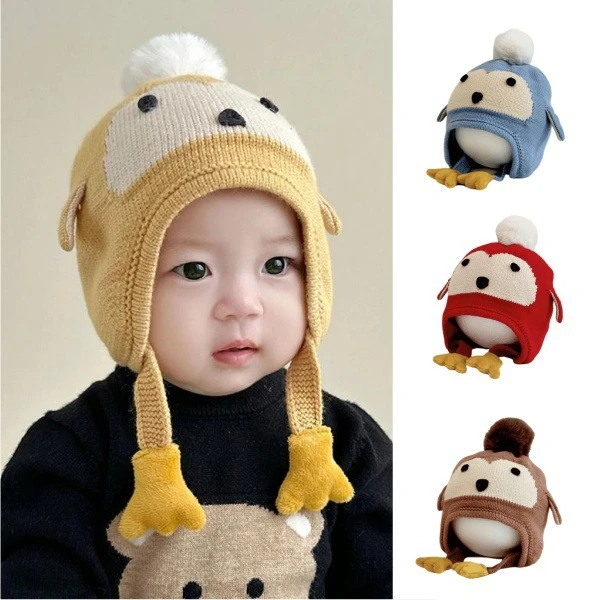 【护耳帽】秋冬季婴儿帽子可爱毛线帽外出针织帽保暖护耳帽加厚