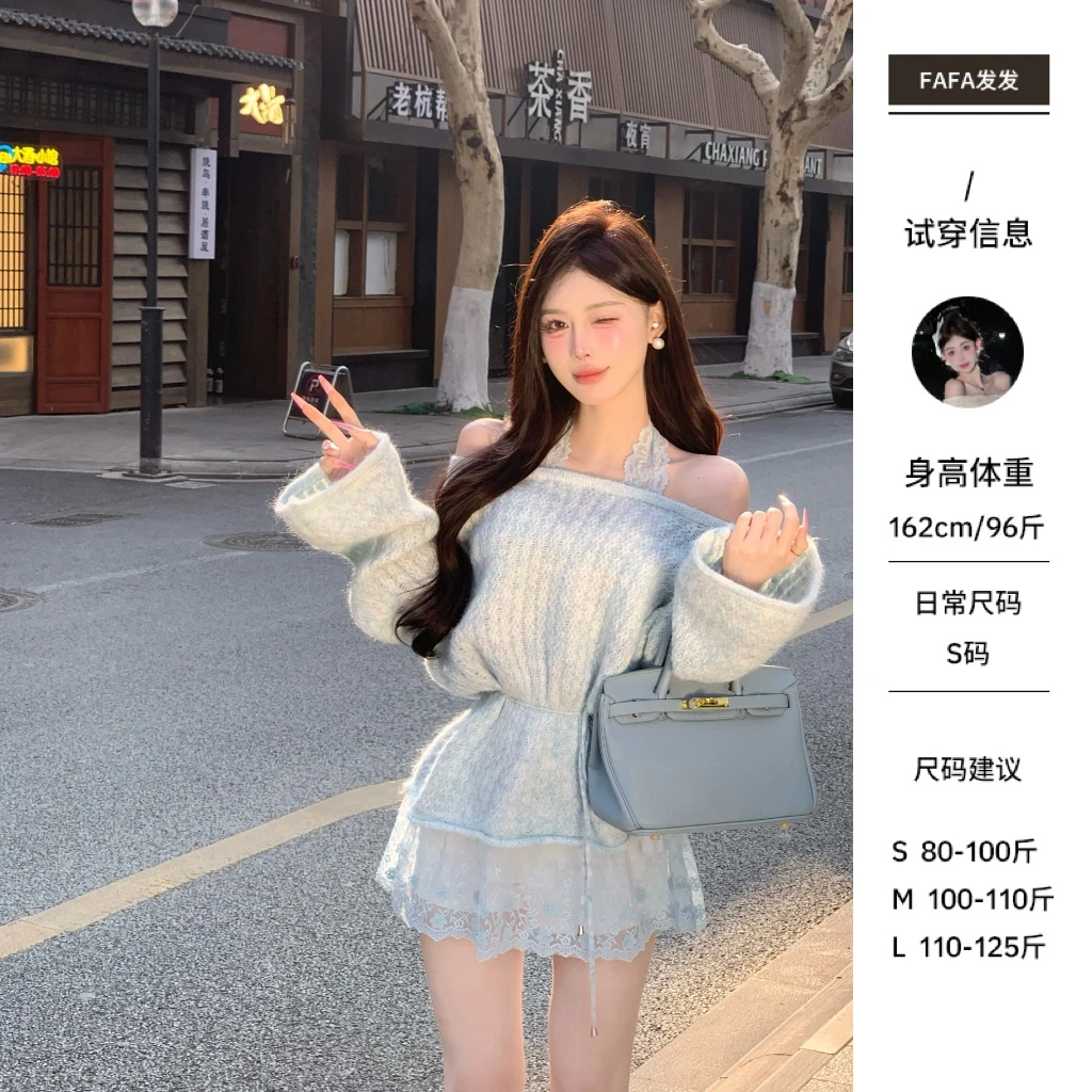 新品 ●FaFa ●【初春岛屿】毛衣时尚休闲百搭气质设计感C5MY0160A