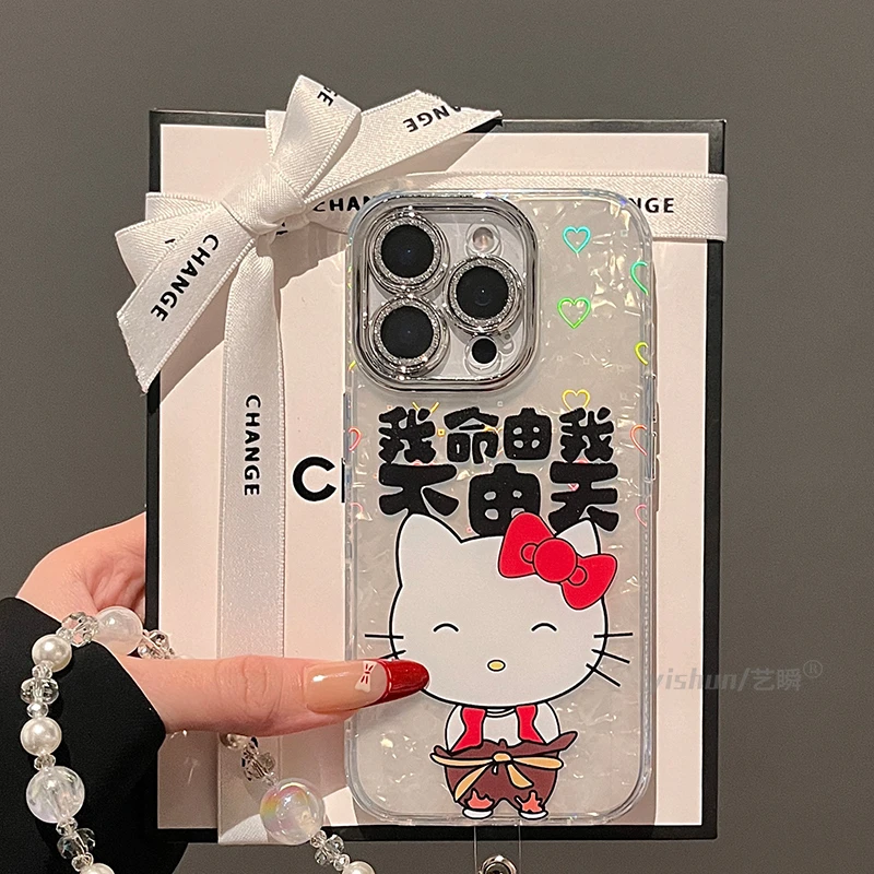 Q版大头Kitty猫小哪吒14适用苹果16ProMax手机壳新款iPhone15pro