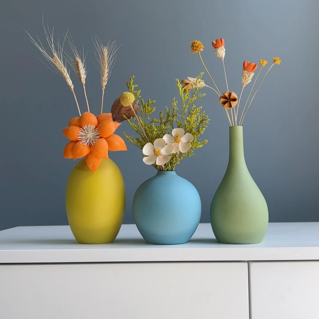 摆件陶瓷小花瓶摆件含花总高约20-30cm