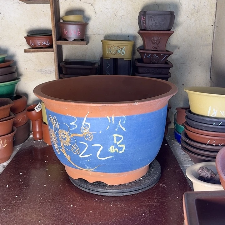 宜兴紫砂花盆，手工制作