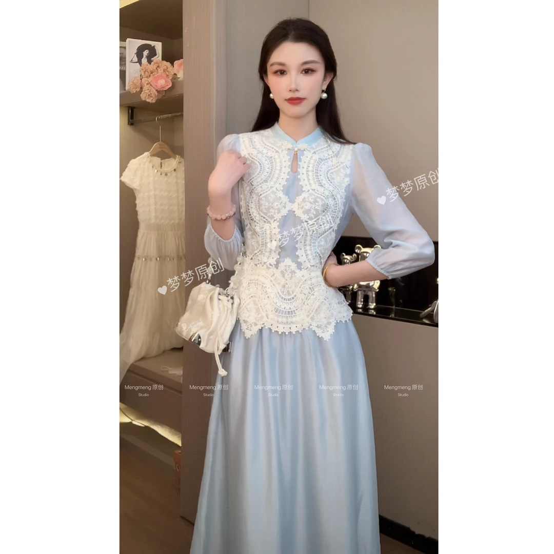 【梦梦&GERTC】微澜 秋季新中式千金风时尚蕾丝气质套装 GC252A3152