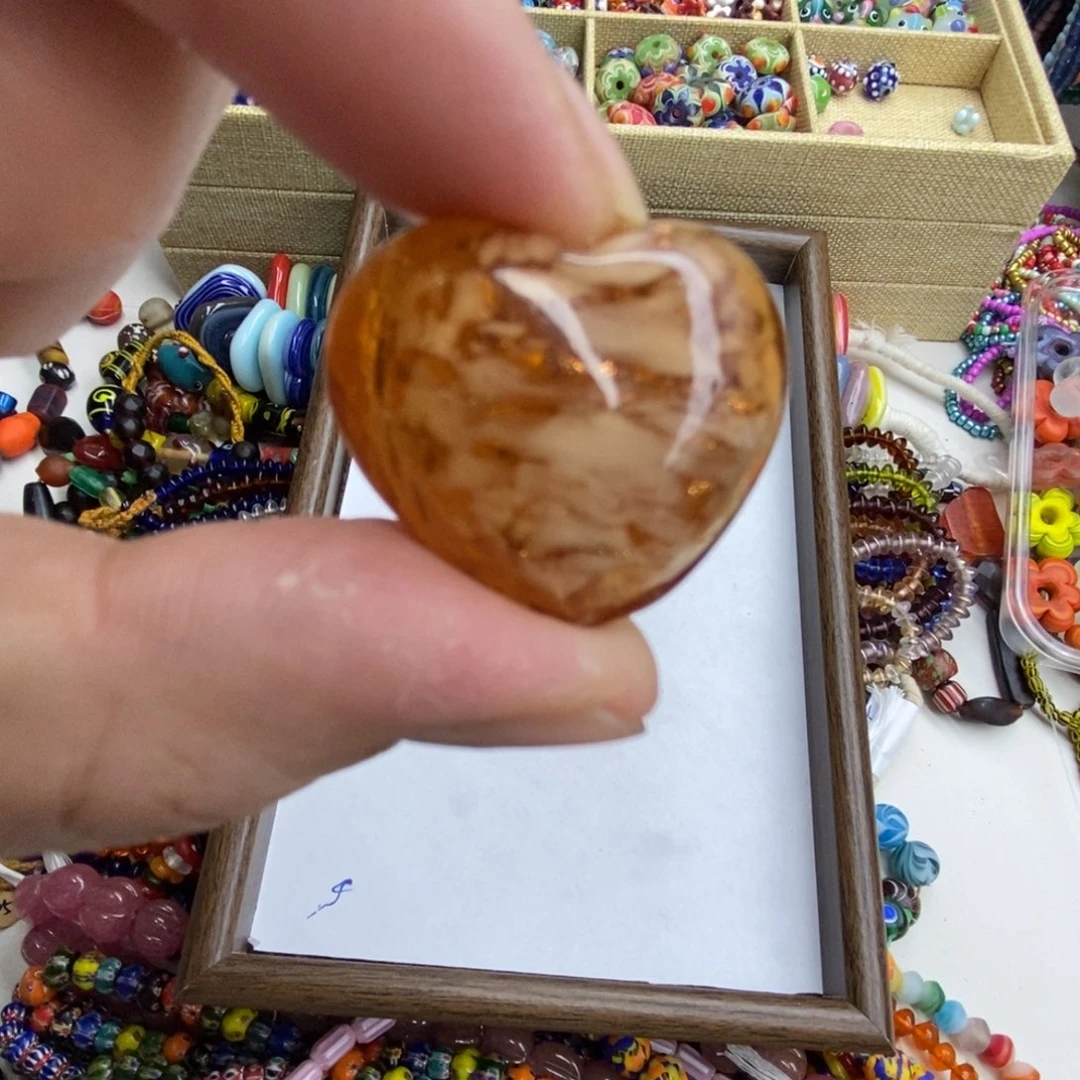 琉璃颈饰爱心吊坠孤品067