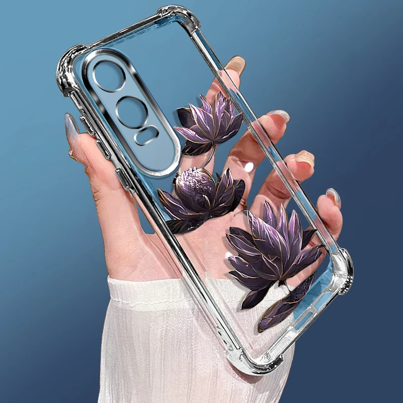 适用OPPOK12x手机壳电镀紫莲气囊防摔软壳透明硅胶个性时尚保护套