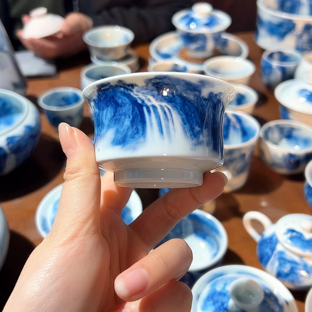 杯.****﹖青花手绘山水主人杯