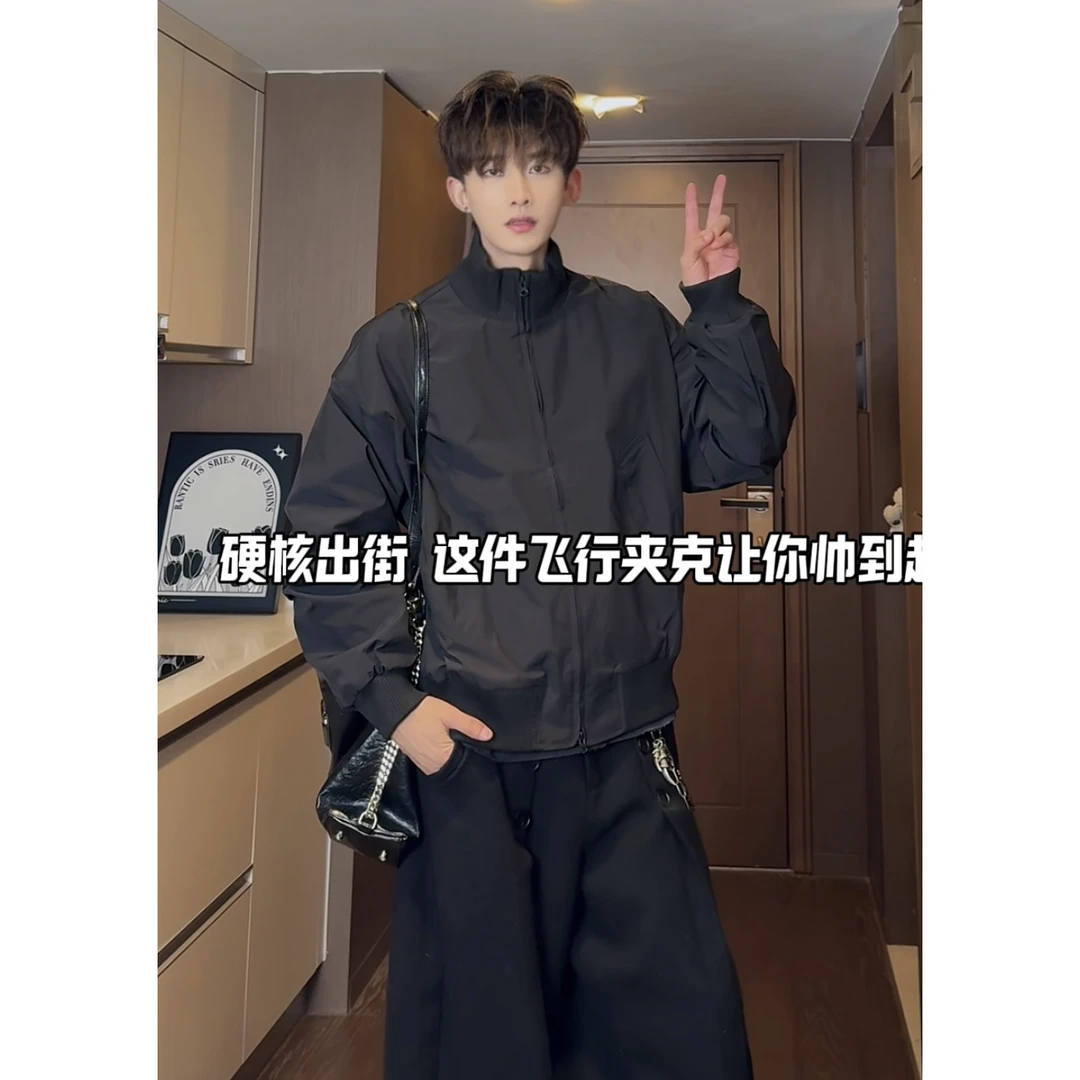 【送运费险】【现货】美式廓形飞行夹克男秋冬短款棒球服百搭教练外套
