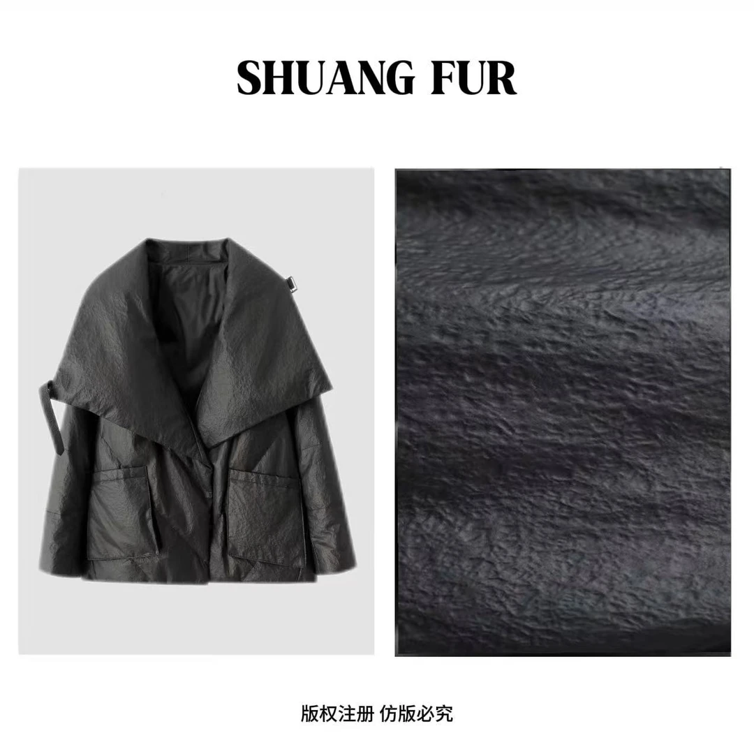 澳大利亚绵羊皮鹅绒大翻领设计师款真皮鹅绒服3002