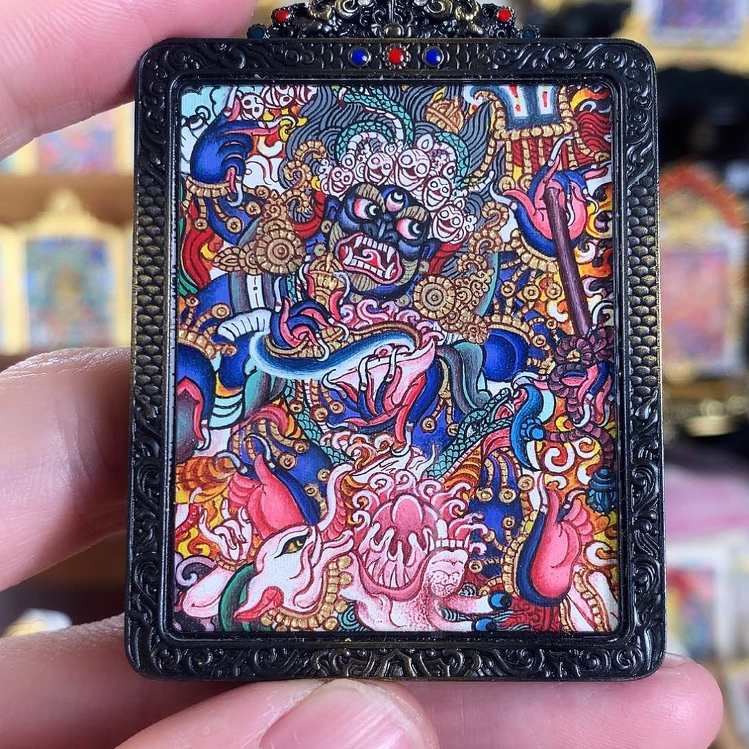 吊坠大黑天热贡纯手绘唐卡