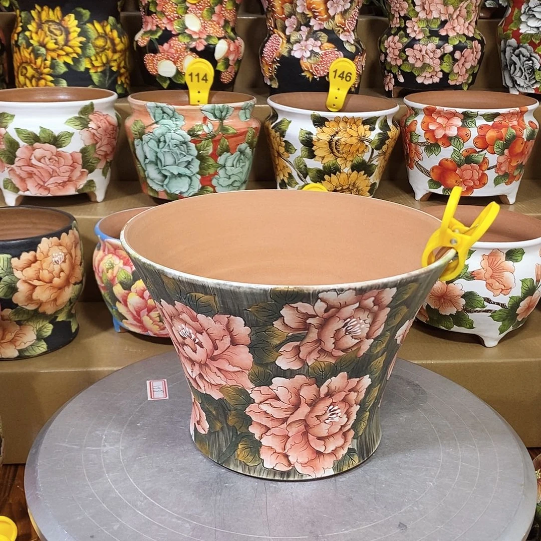 景德镇精品博采花盆22/15.5