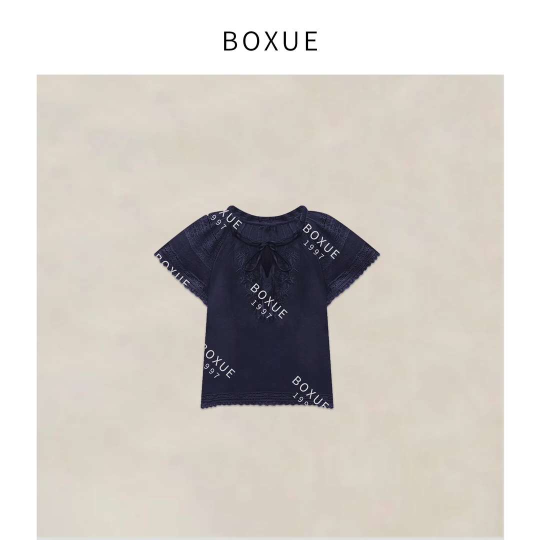 BOXUE “月尘” 2025新款刺绣设计师 T恤#240424T727