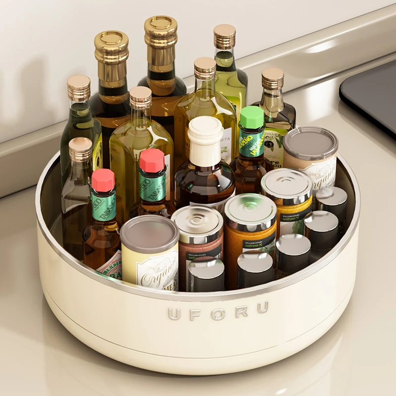 奶油风旋转厨房调料置物架专用调料品调味酱油醋托盘用品家用大全
