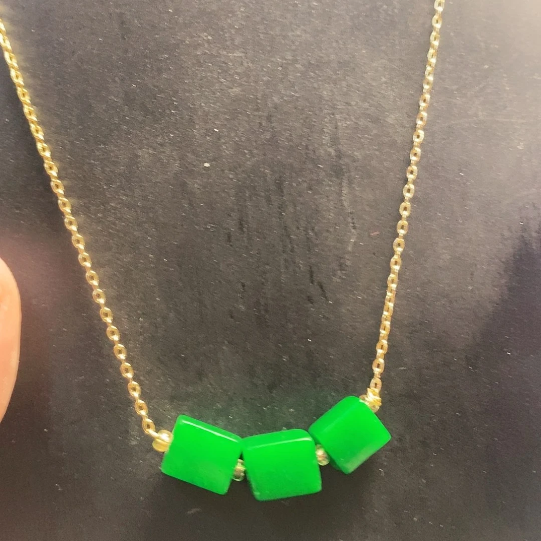 翡翠14K金镶嵌颈饰