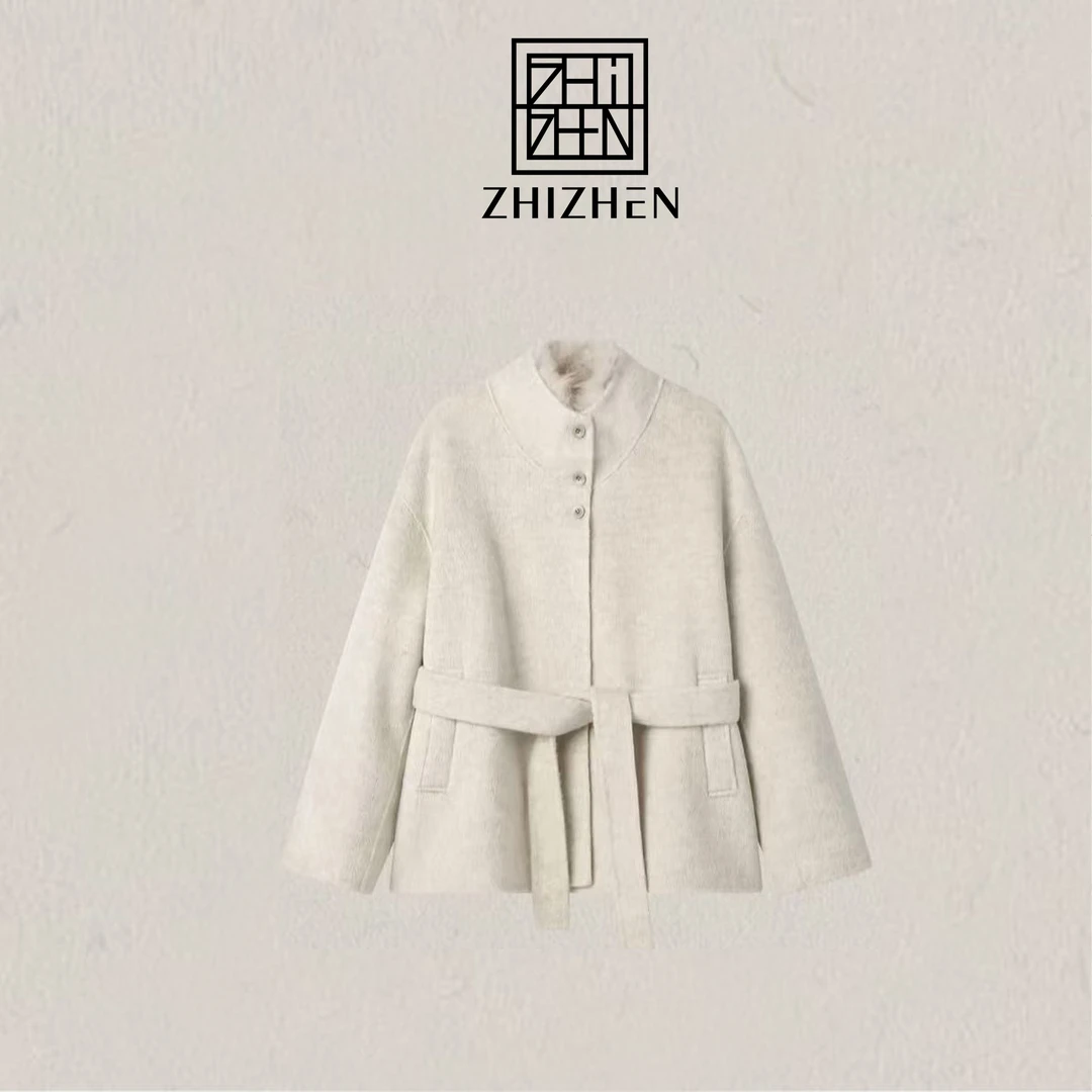 狐狸毛一衣四穿双面呢羊毛大衣外套