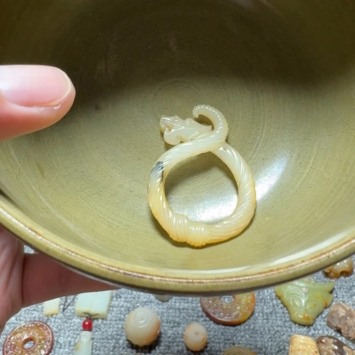 摆件顺**水双鱼青瓷精美大碗