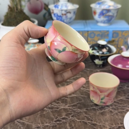 景德镇浔隐釉上万桃品茗杯