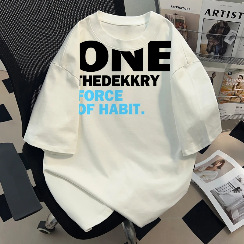 jtrt潮牌纯棉圆领短袖t恤男女情侣款夏季百搭设计感字母休闲上衣