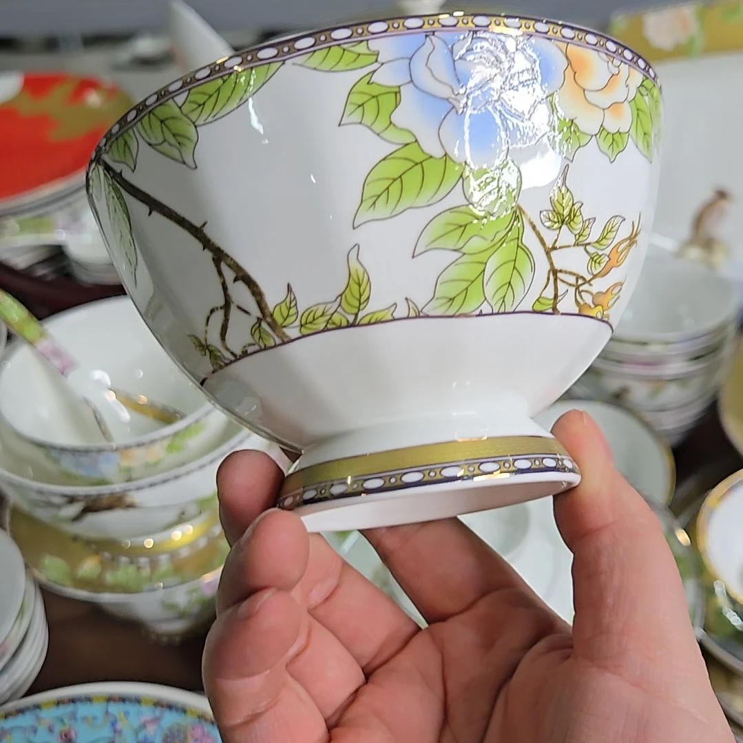 瓷片瑕疵小断金琴瑟和鸣4.5寸6个米饭碗6666