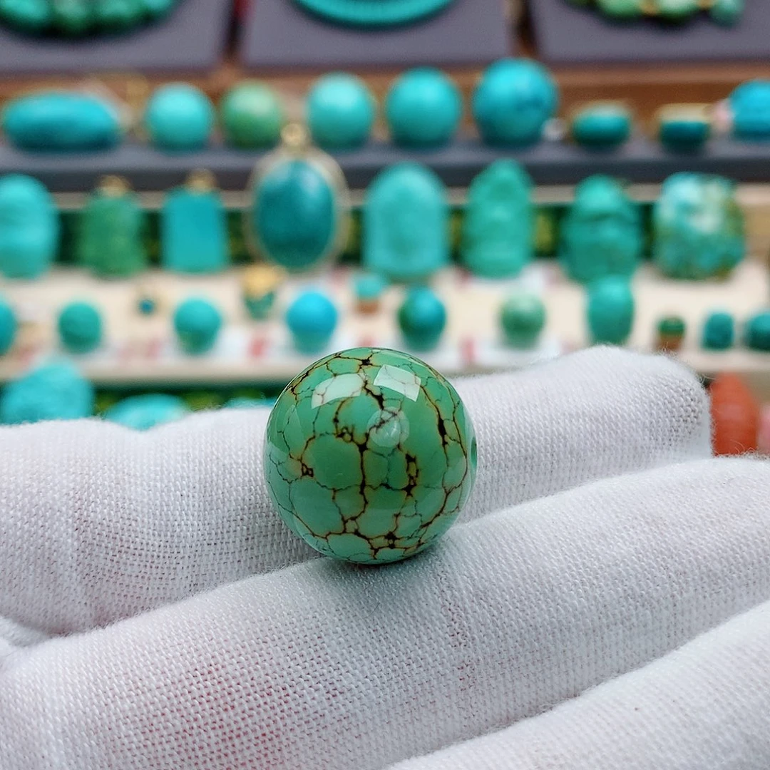 绿松石未镶嵌珠宝奇石圆珠16.8