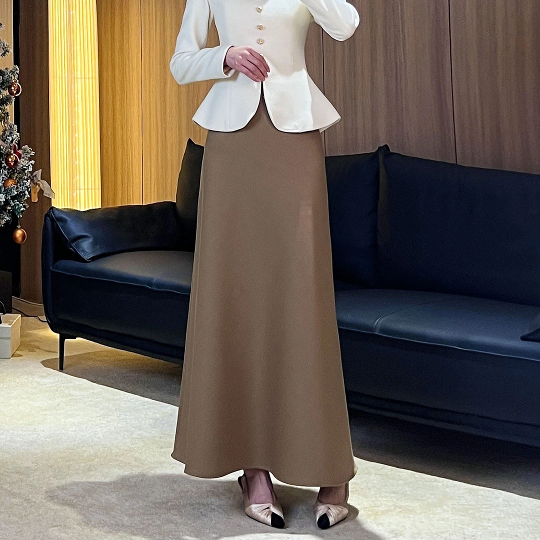 现货【左岸咖啡】含羊毛显瘦中长款优雅半身裙包臀鱼尾XK0066