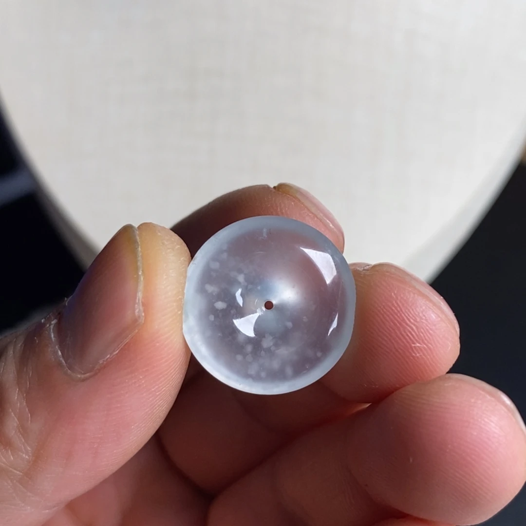 翡翠未镶嵌颈饰高冰玻璃底强光感雪花棉平安扣19.4-5.2