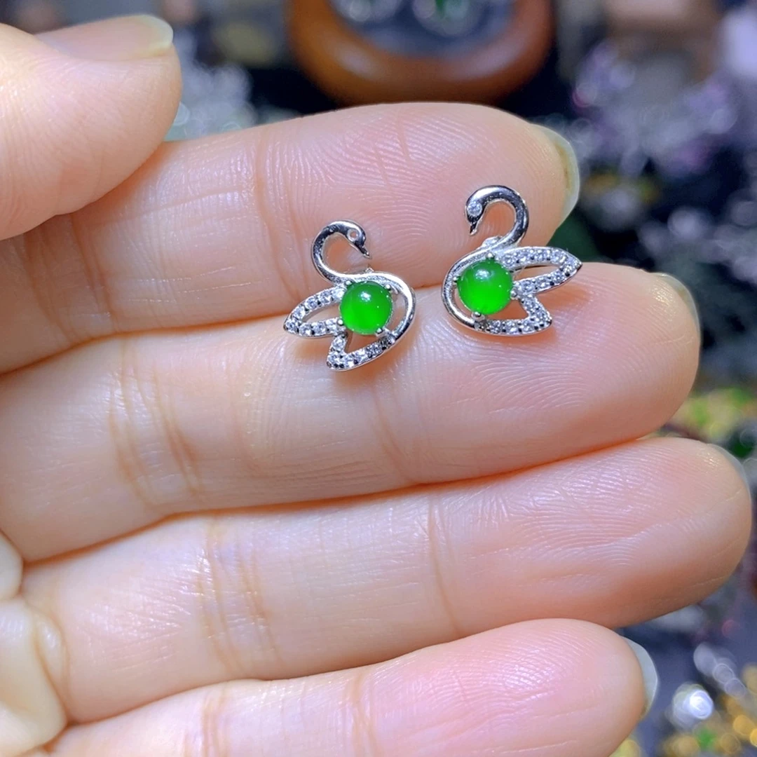 翡翠颈饰银S925镶嵌天然翡翠