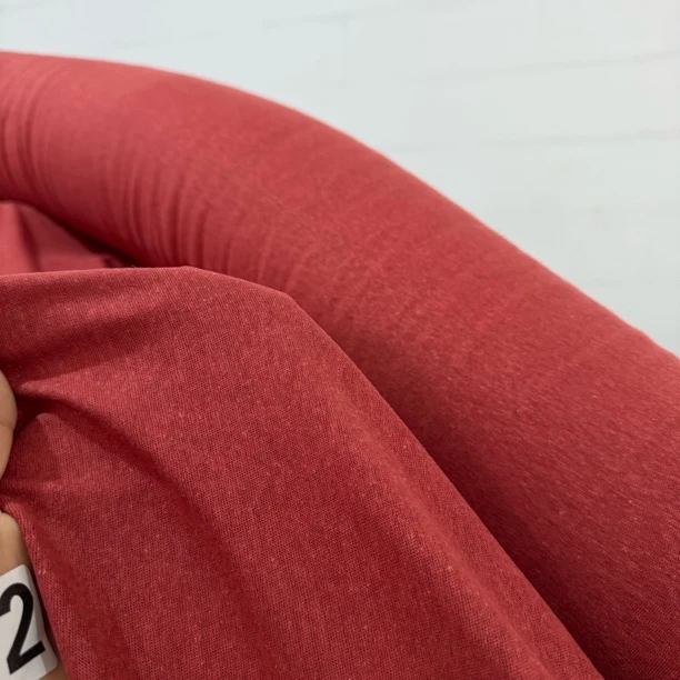 32 纯植物宫墙红色针织亚麻汗布T恤面料3米价 清凉透气不扎