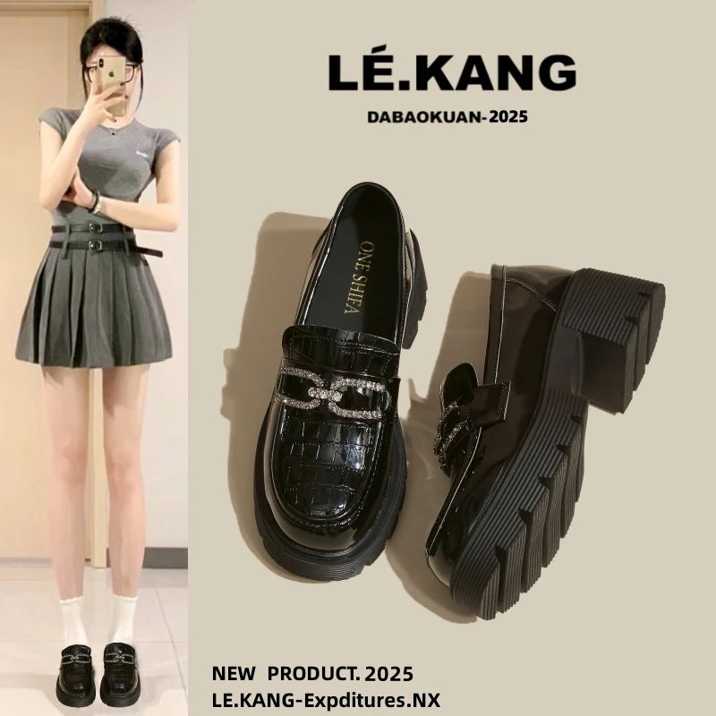 真皮乐福鞋女款2025新款爆款小个子增高厚底小皮鞋女英伦风女鞋子